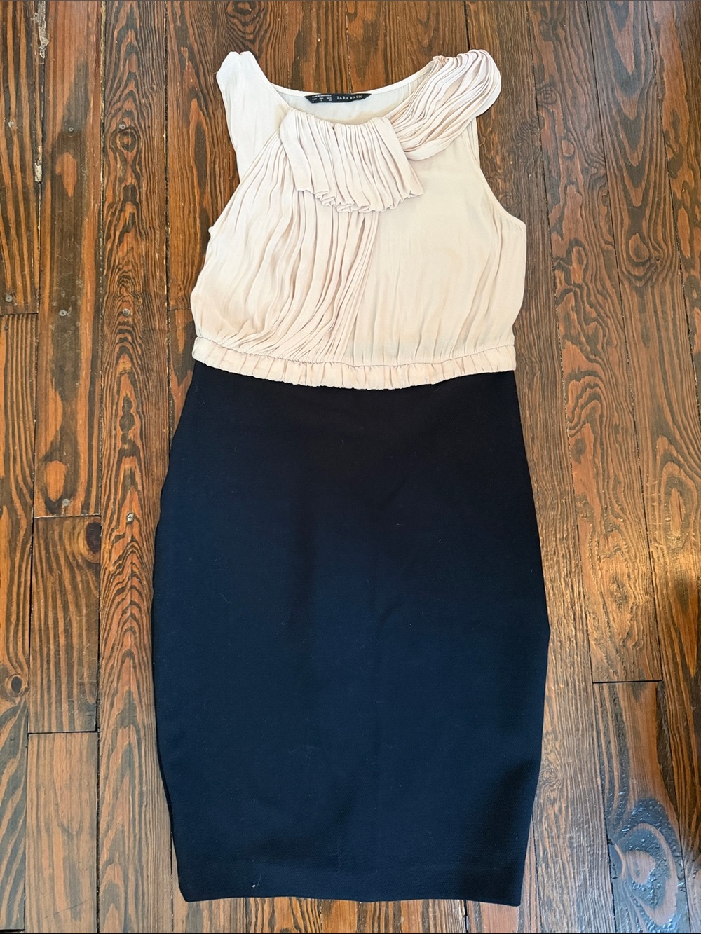 Zara Blush Pleated Accent Sleeveless Dress